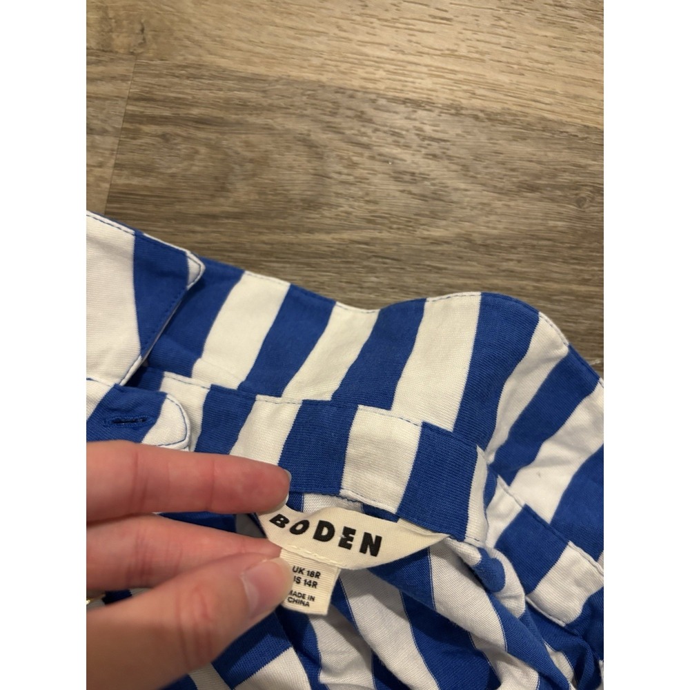 Boden Libby Jersey Midi Shirt Dress size 14R blue white striped button Front - Picture 5 of 5